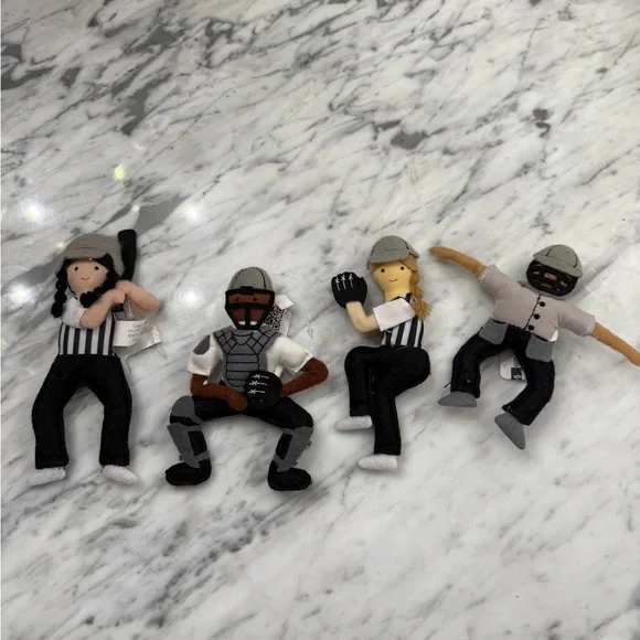 NWT Baseball Softball Players Felt Ornament Set of 4 - Picture 4 of 4